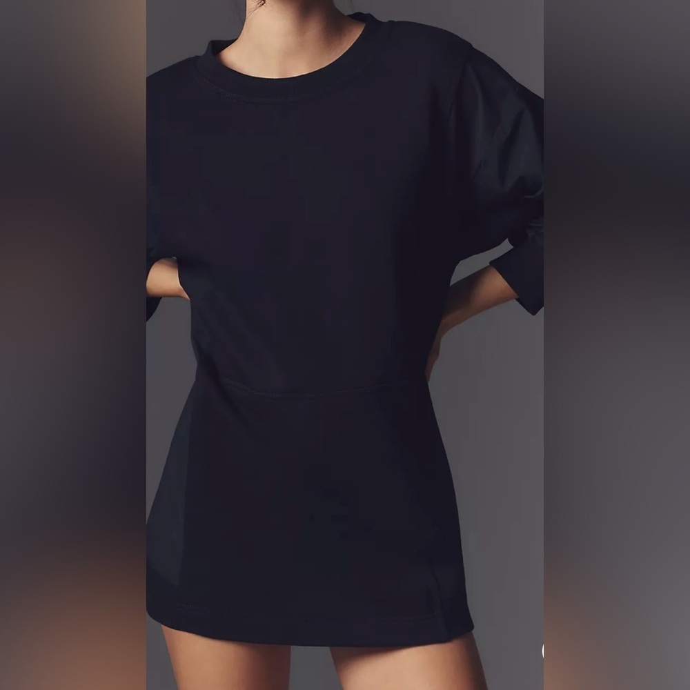 ANTHROPOLOGIE DAILY PRACTICE LONG SLEEVE RELAXED MINI DRESS BLACK SIZE M NWT - Picture 6 of 15